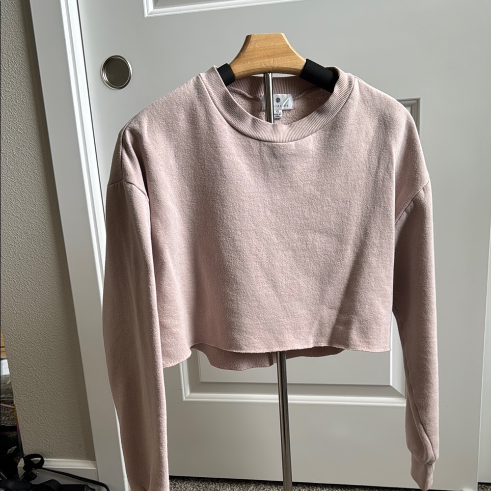 Socialite Tan Long Sleeve Cropped Sweatshirt